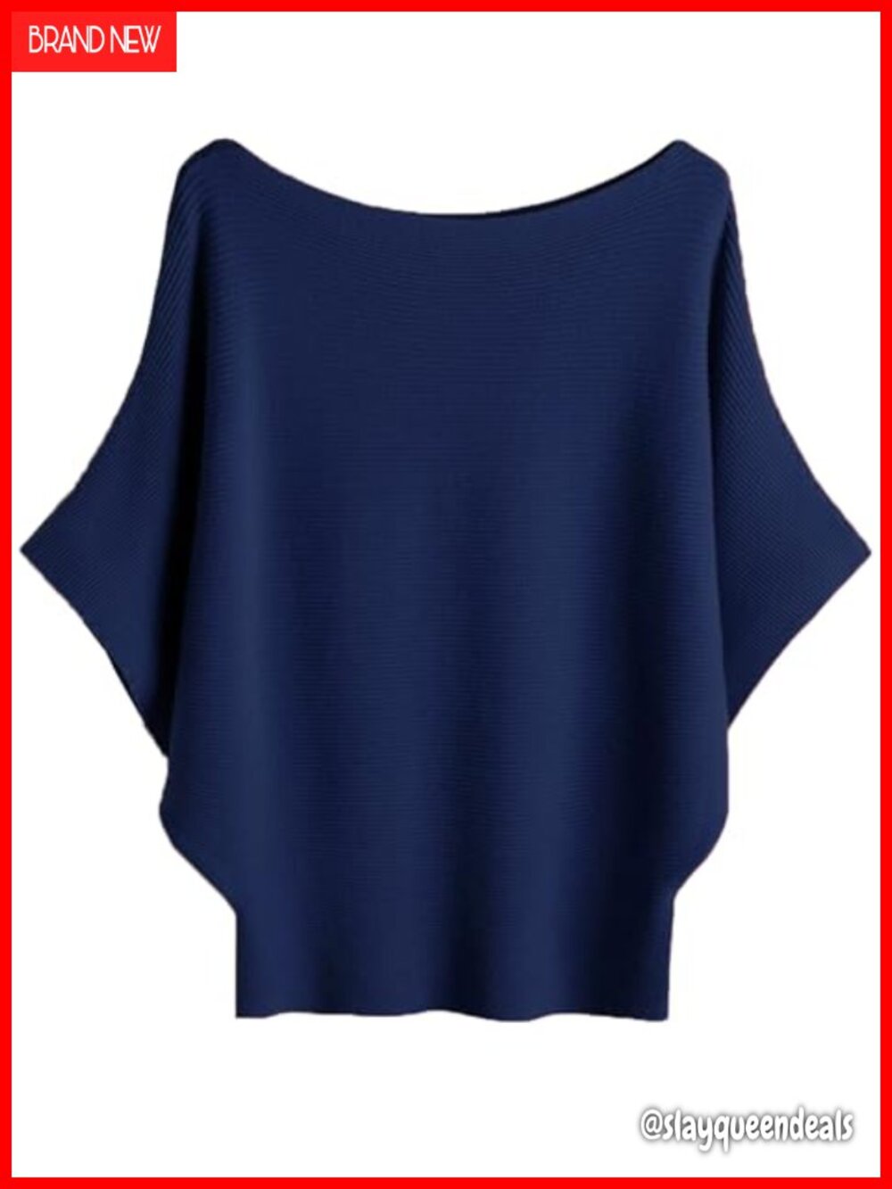 Soft Knit Batwing Short Sleeve Sweater Lightweight Boat Neck Pullover Top